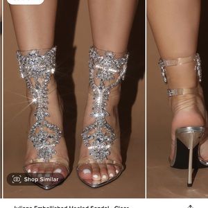 *BRAND NEW* Fashion Nova Juliana Embellished Heeled Sandal - Clear